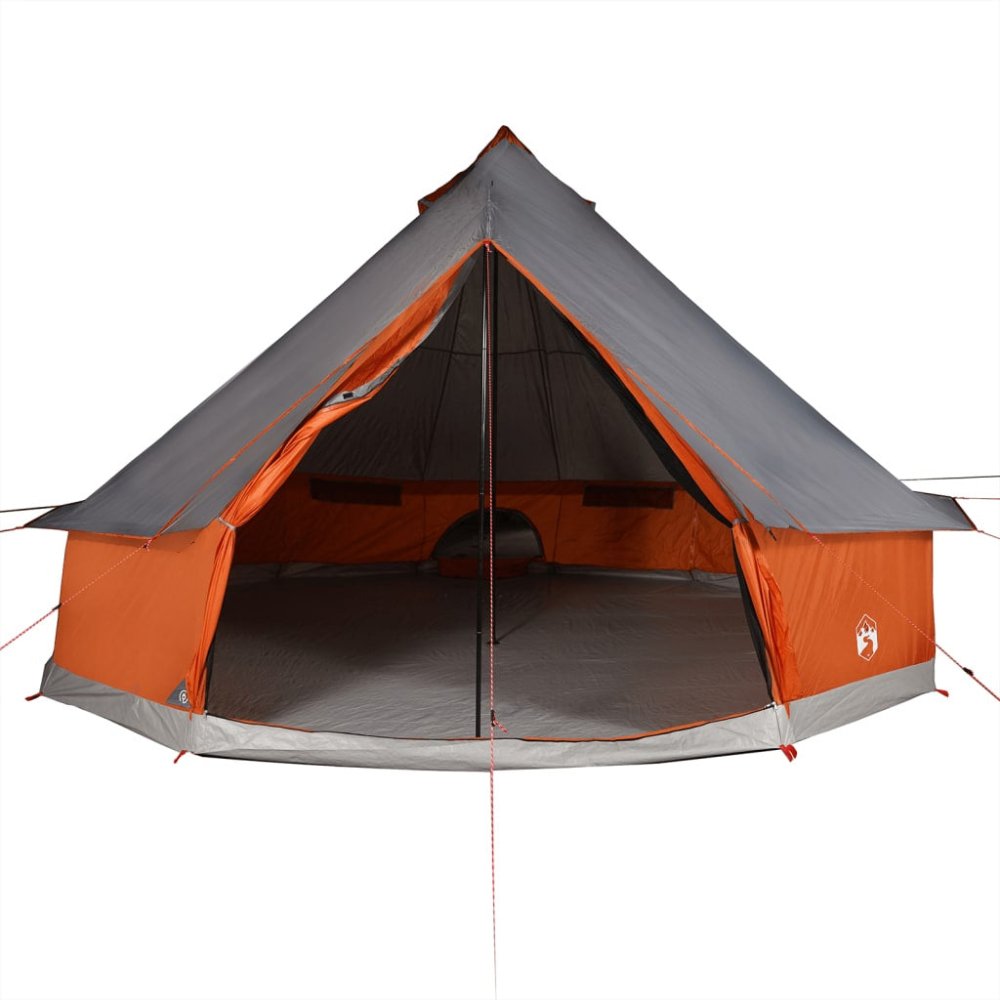 10 - Person Family Tipi Tent with E - Port - Grey & Orange