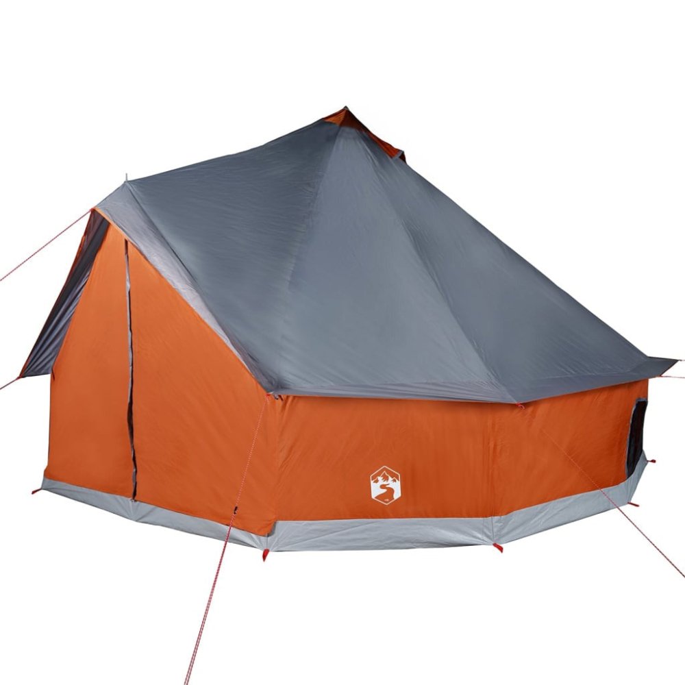 10 - Person Family Tipi Tent with E - Port - Grey & Orange