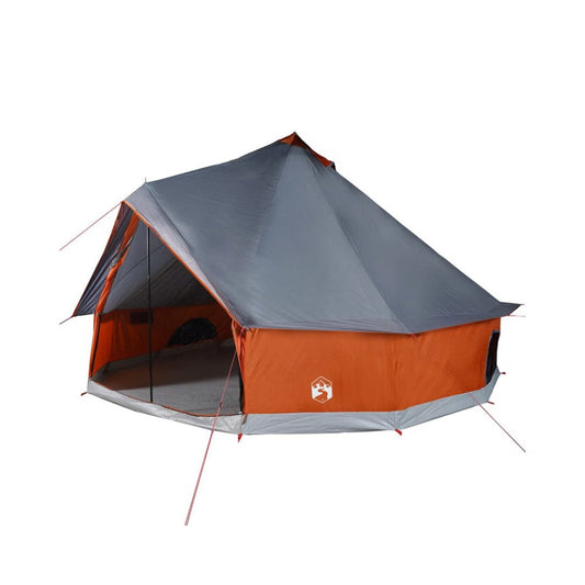 10 - Person Family Tipi Tent with E - Port - Grey & Orange