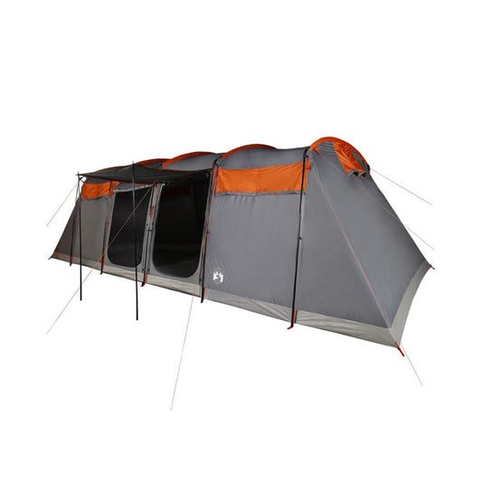 10 - Person Family Tunnel Tent with E - Port - Grey & Orange