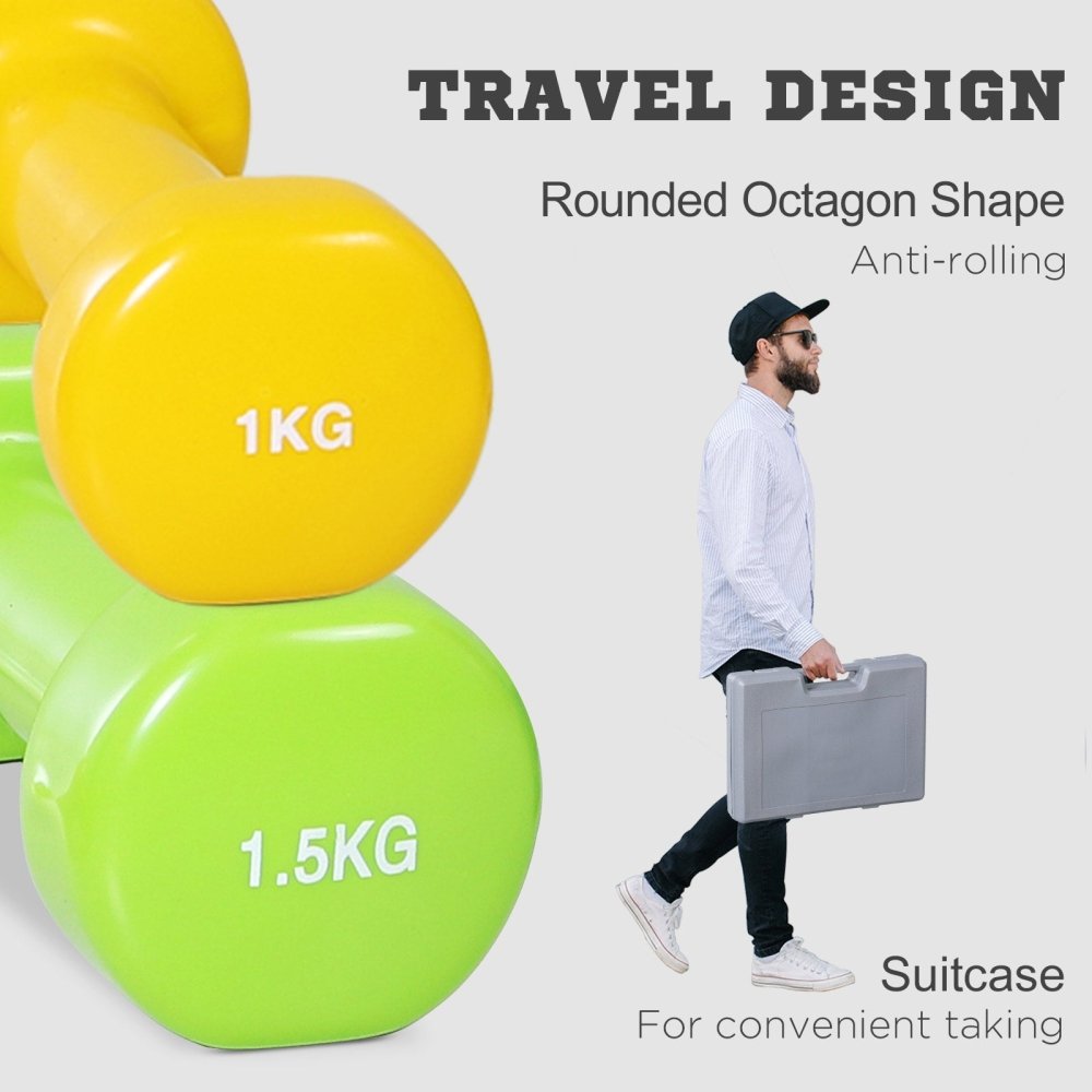 10kg Colourful Dumbbell Set with Carry Case