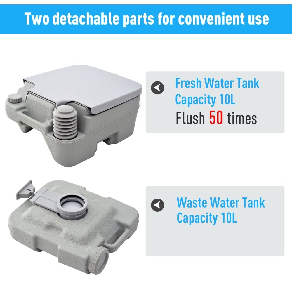 10L Portable Camping Toilet – Dual Tank