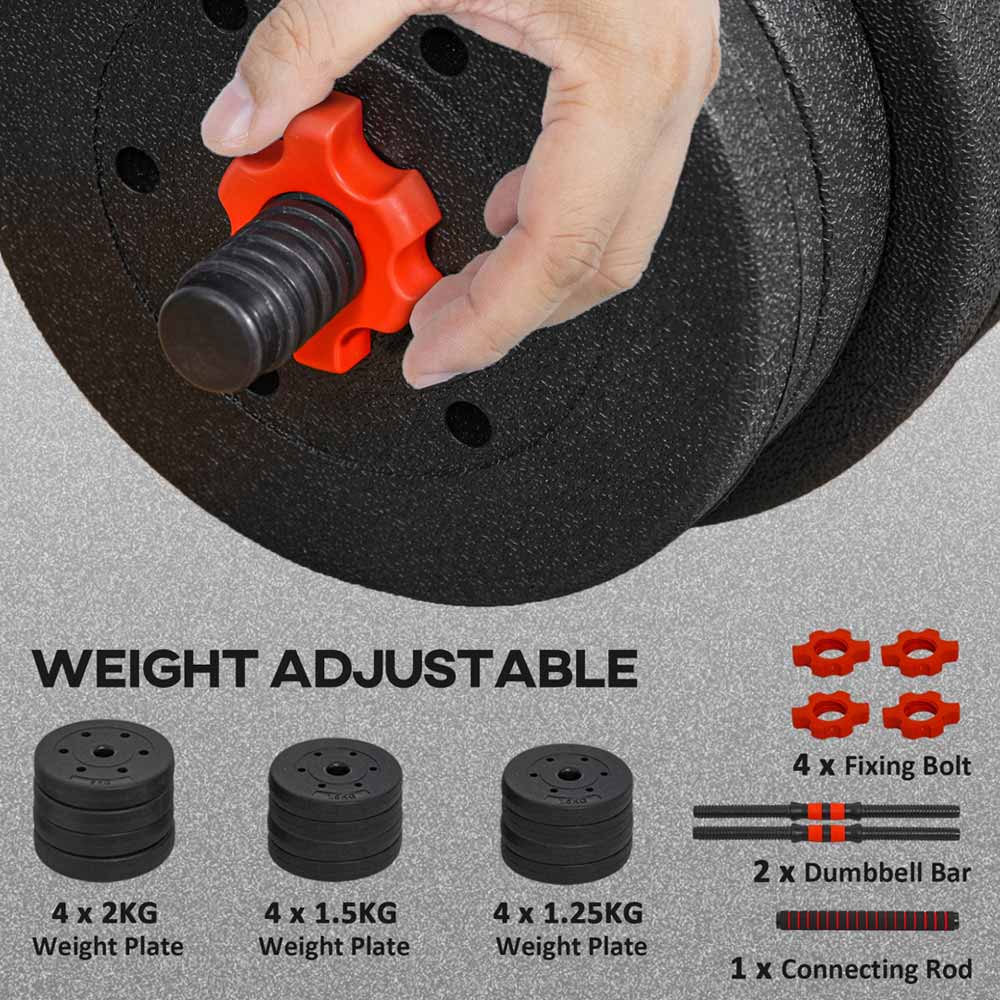 2 in 1 - Adjustable Dumbbell Barbell Set 20KG