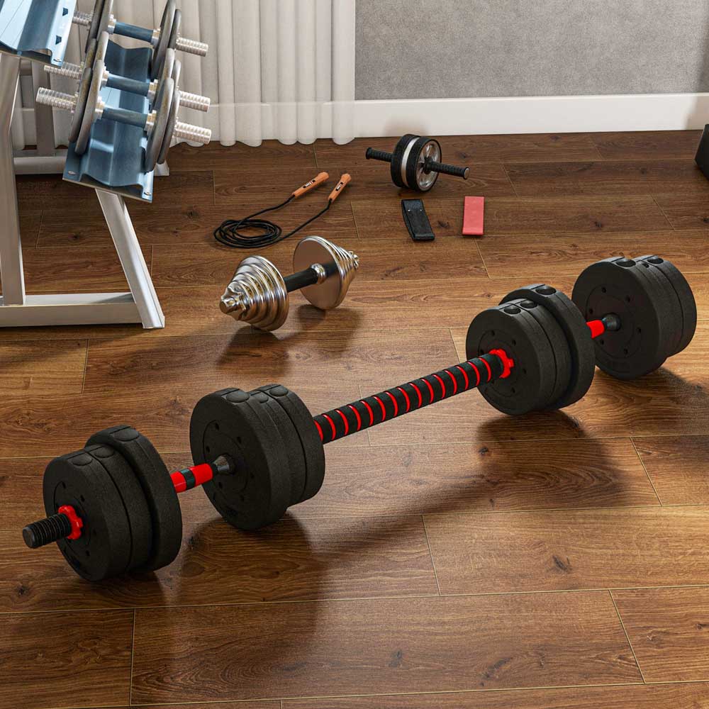 2 in 1 - Adjustable Dumbbell Barbell Set 20KG