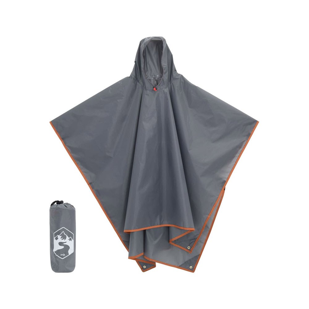 2 - in - 1 Rain Poncho / Picnic Blanket Grey & Orange
