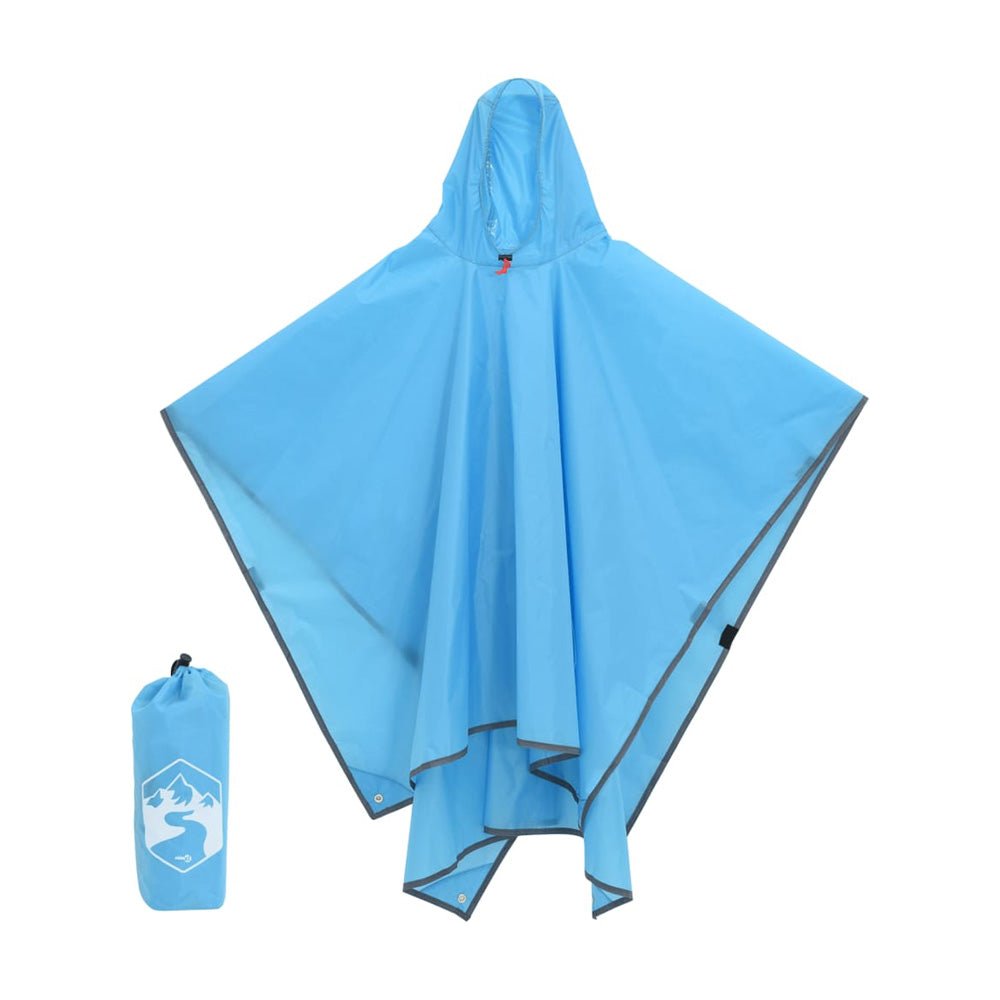 2 - in - 1 Rain Poncho with Hood – Blue 223x145 cm - Fittux
