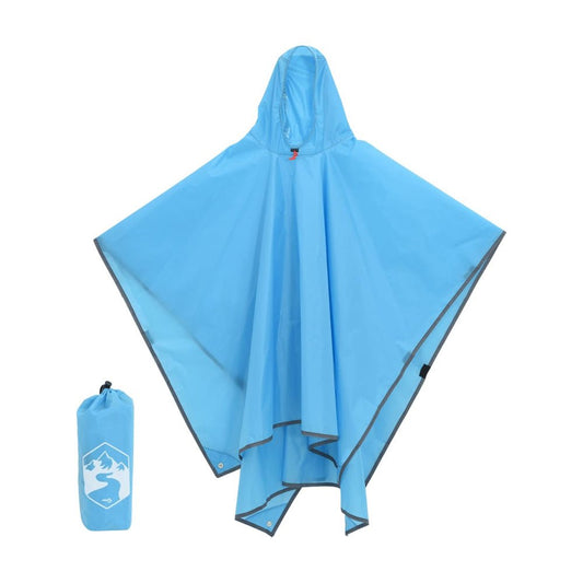 2 - in - 1 Rain Poncho with Hood – Blue 223x145 cm - Fittux