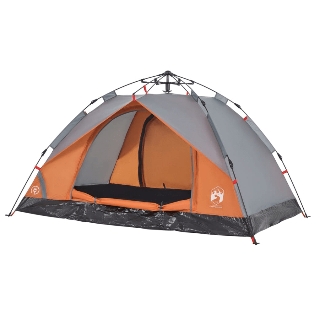 2 - Person Dome Camping Tent – Grey & Orange with Quick - Release Setup - Fittux