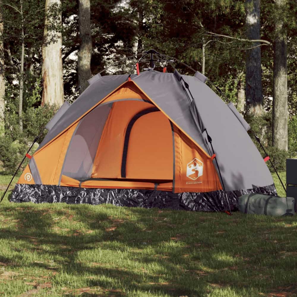 2 - Person Dome Camping Tent – Grey & Orange with Quick - Release Setup