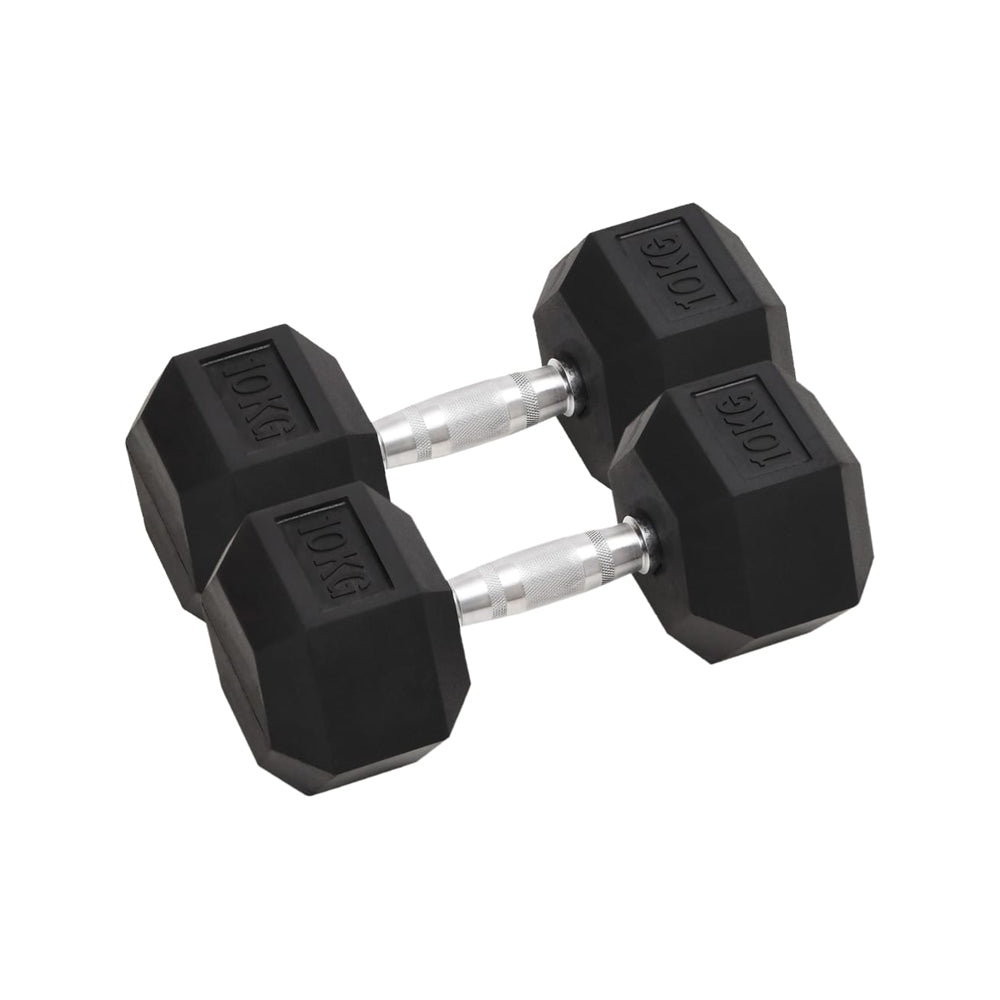 2 x 10kg Hex Cast Iron Dumbbells