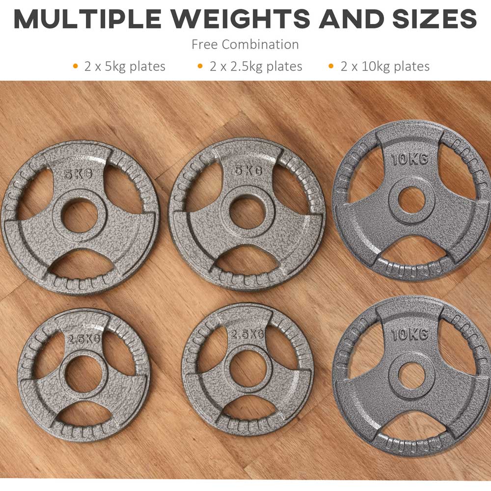 35kg Steel Weight Plate Set – 2.5kg, 5kg & 10kg with Grip Handles