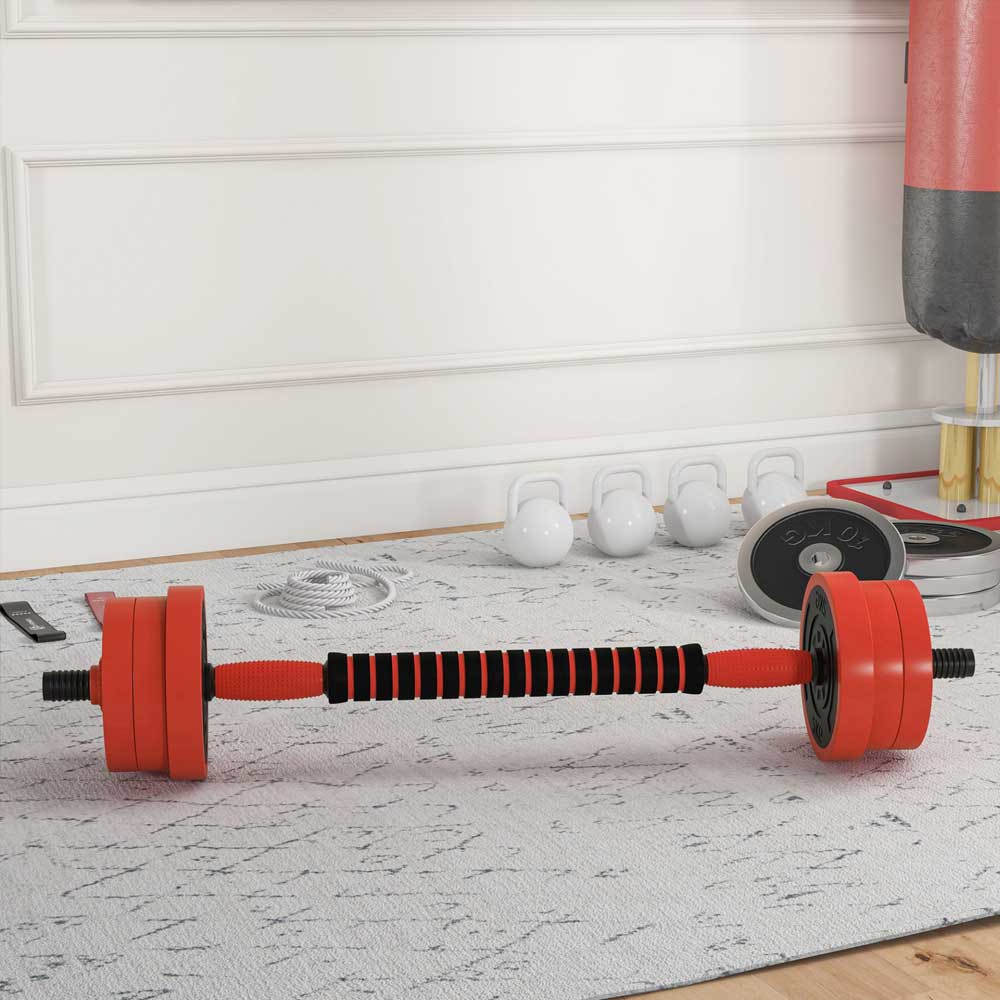 4 - in - 1 Adjustable 20kg Dumbbell & Barbell Weights Set