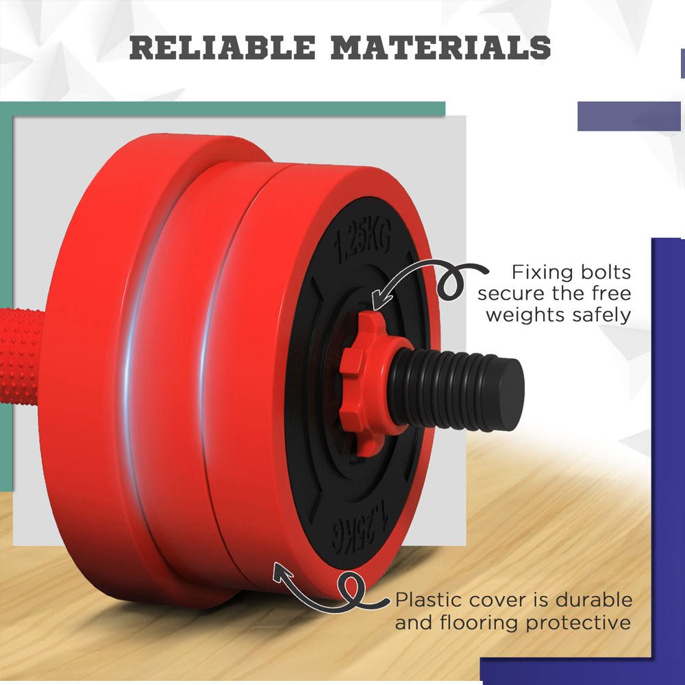 4 - in - 1 Adjustable 20kg Dumbbell & Barbell Weights Set