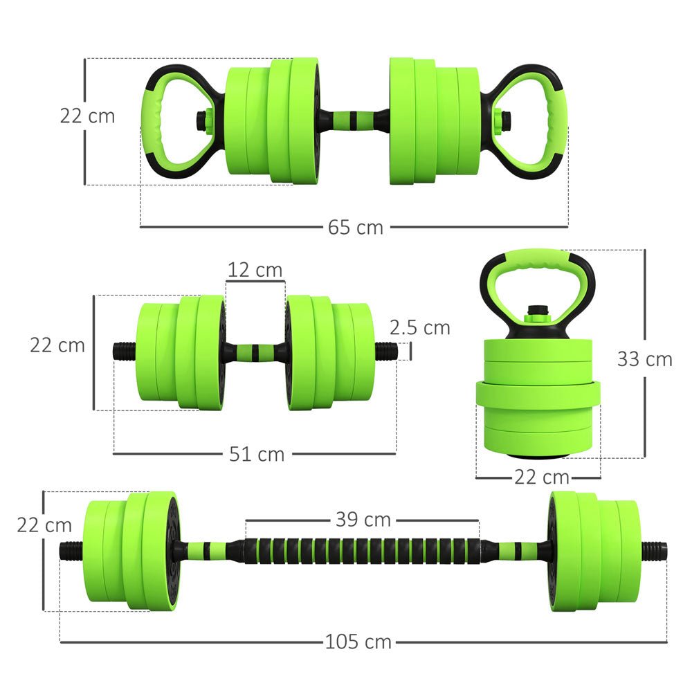 4 - in - 1 Adjustable 30kg Dumbbell & Barbell Weights Set