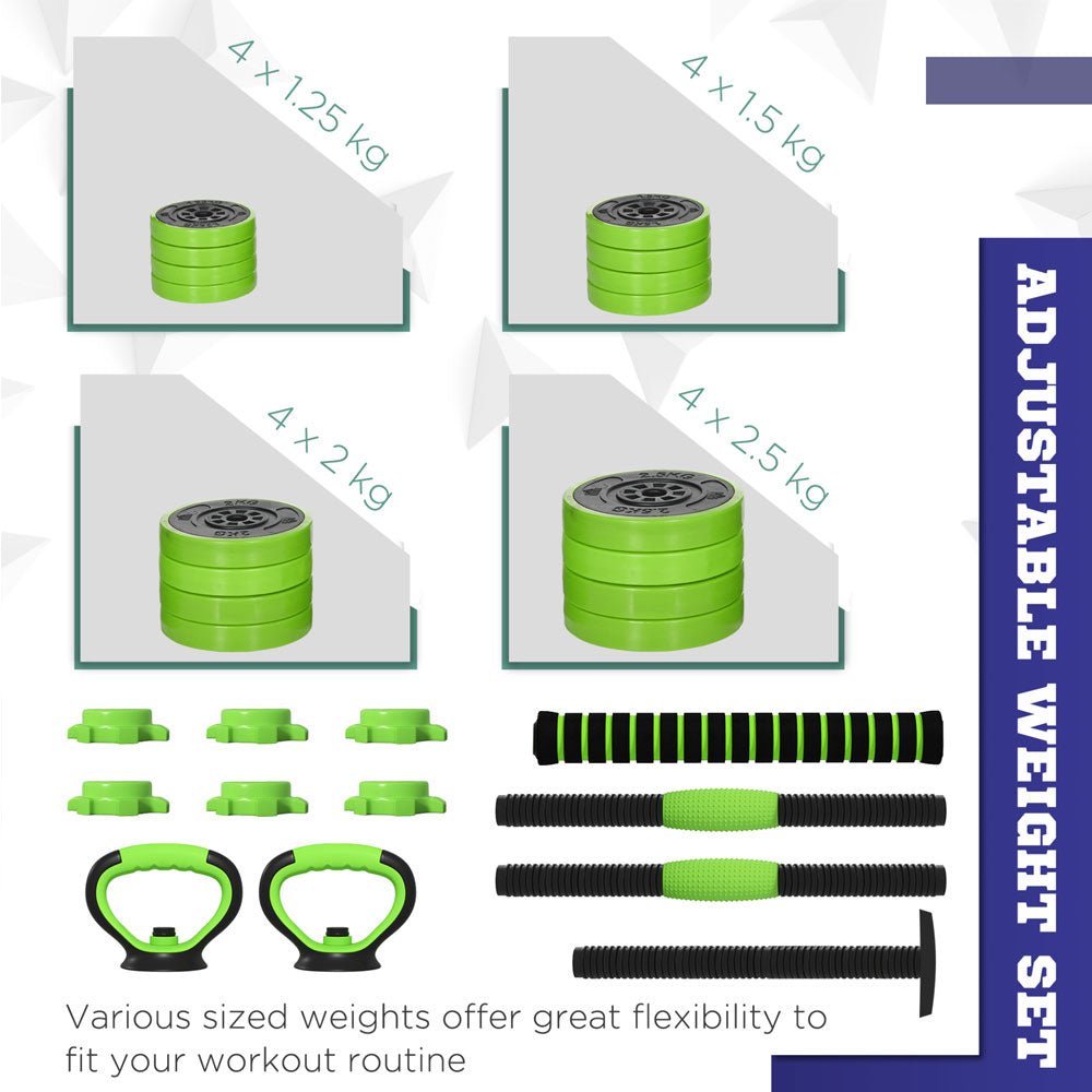 4 - in - 1 Adjustable 30kg Dumbbell & Barbell Weights Set