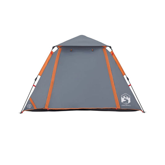 4 - Person Dome Camping Tent – Grey & Orange with Quick - Release Setup - Fittux