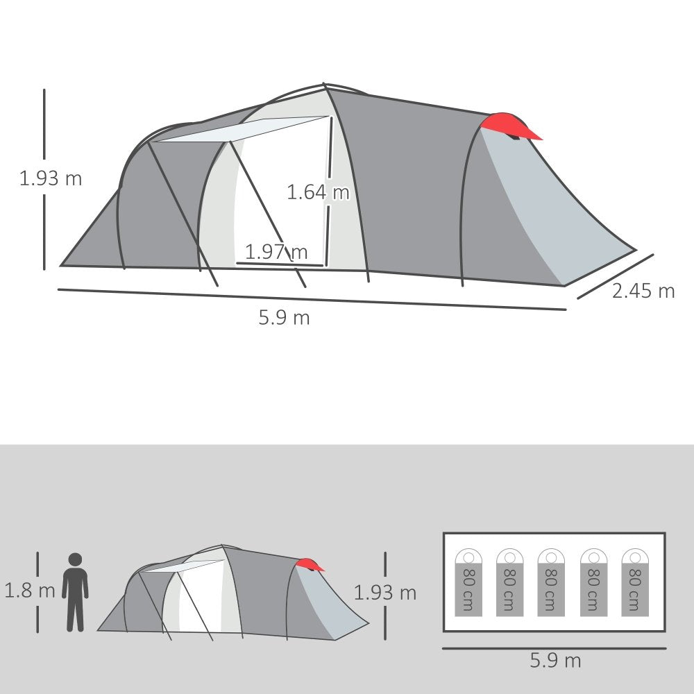 4 - Person Family Camping Tent - Two Bedrooms