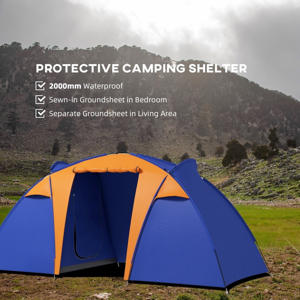 4 - Person Tunnel Tent with Dual Bedrooms