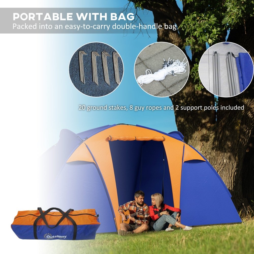 4 - Person Tunnel Tent with Dual Bedrooms