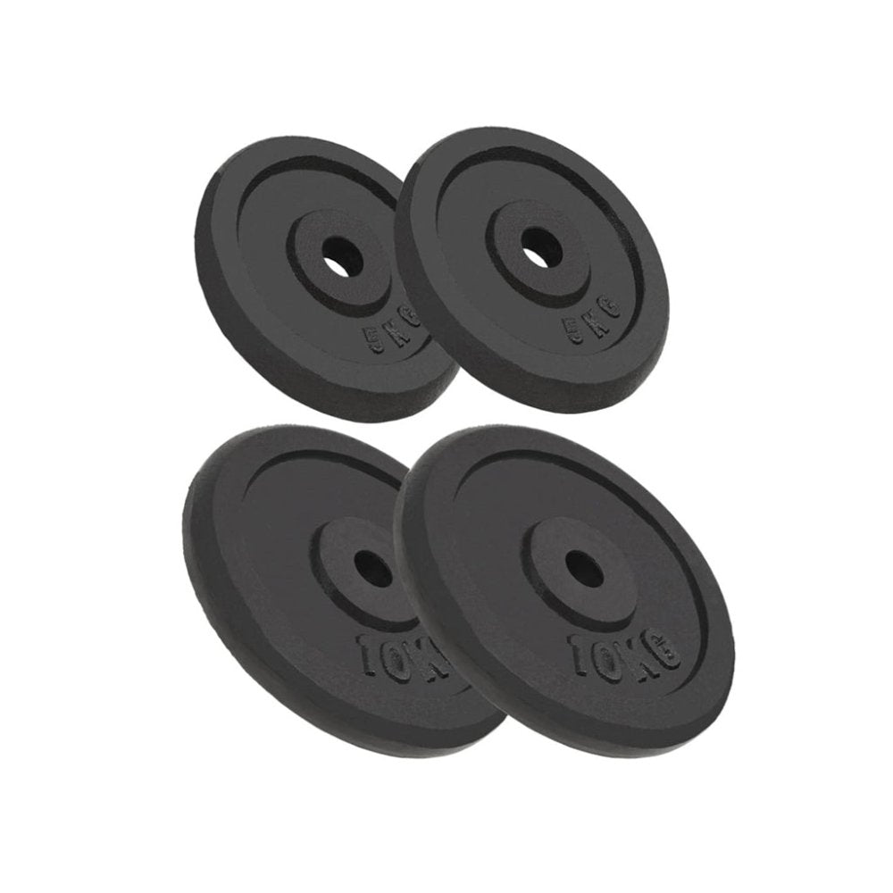 4 - Pieces Cast Iron Weight Plates - 2x10kg + 2x5kg (Total 30kg)