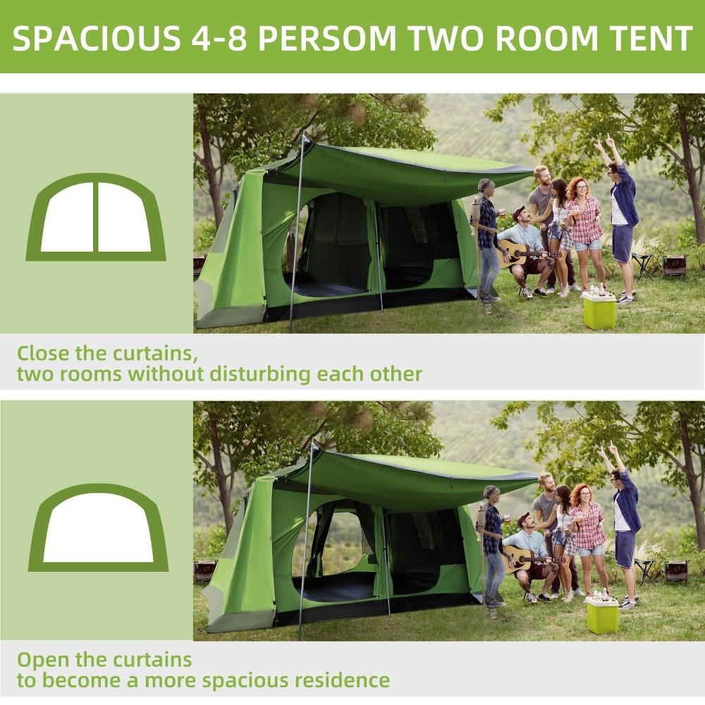4–8 Person Tunnel Tent with Porch