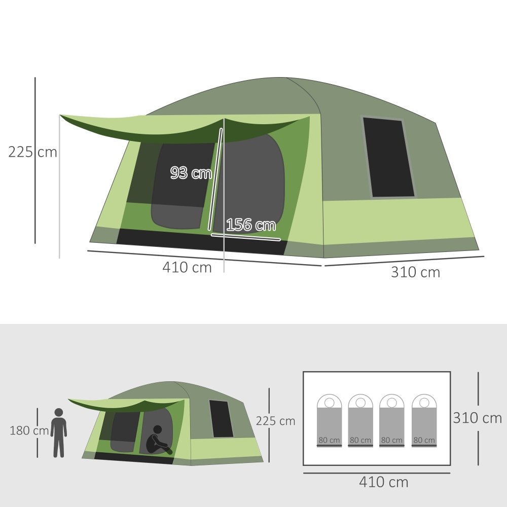 4–8 Person Tunnel Tent with Porch