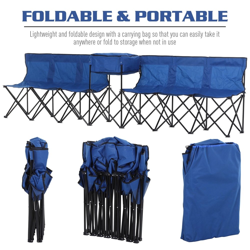 6 - Seater Folding Camping Bench with Built - In Cooler