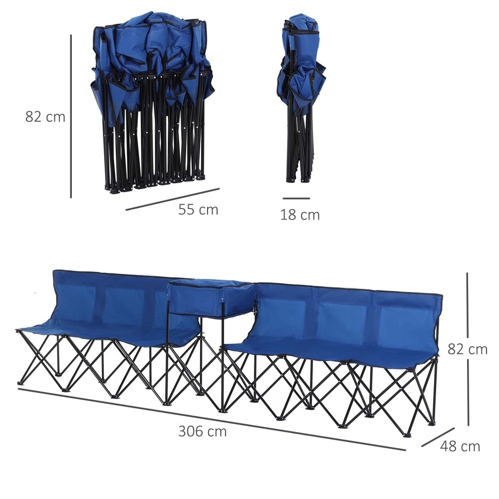 6 - Seater Folding Camping Bench with Built - In Cooler