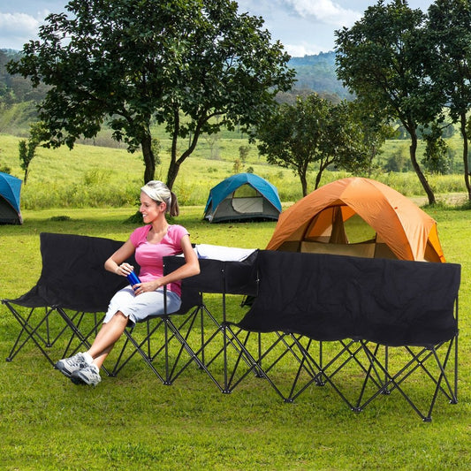 6 - Seater Folding Camping Bench with Built - In Cooler