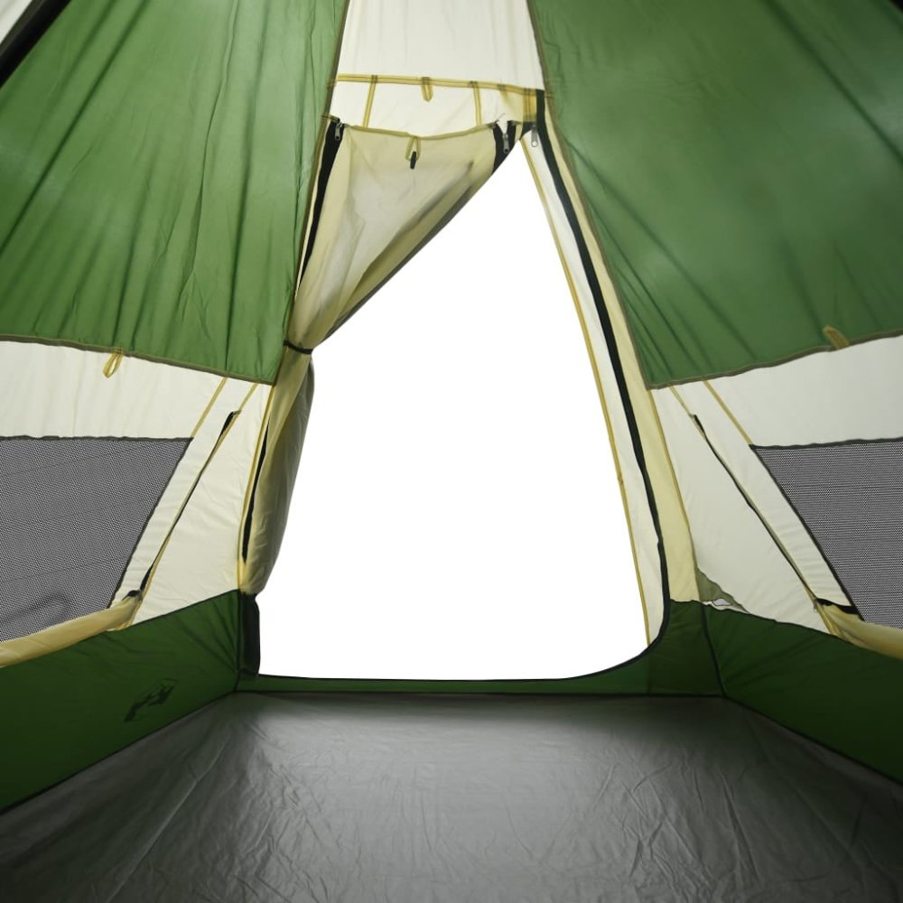 7 - Person Green Tipi Tent with E - Port