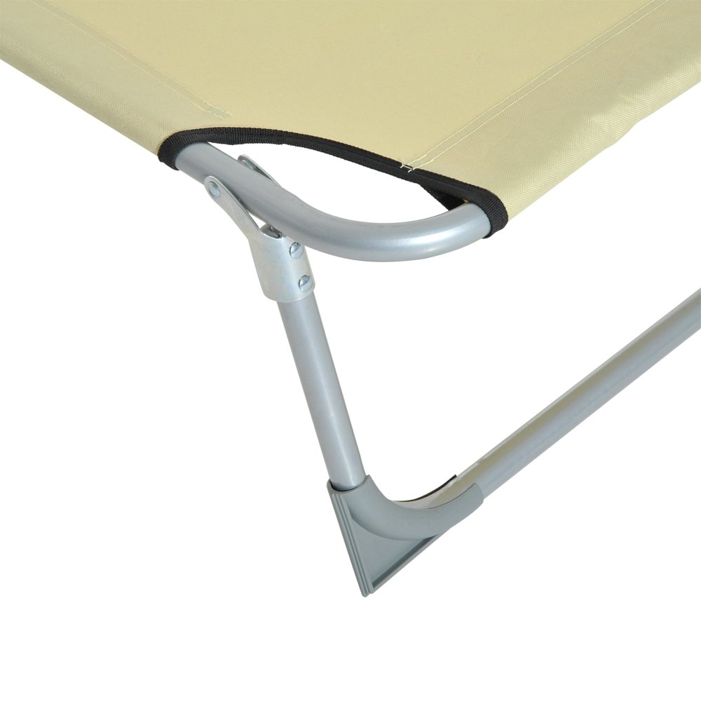 Adjustable Folding Camping Bed - Beige / Green