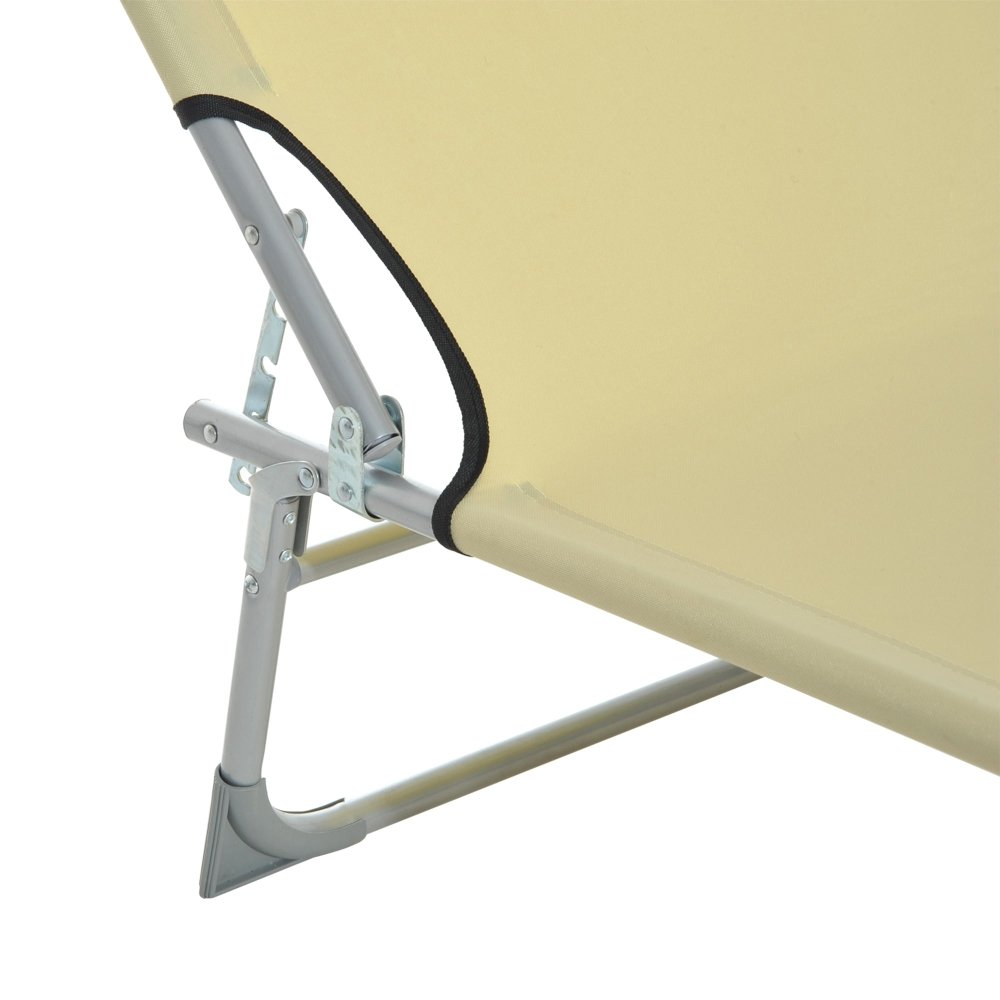 Adjustable Folding Camping Bed - Beige / Green