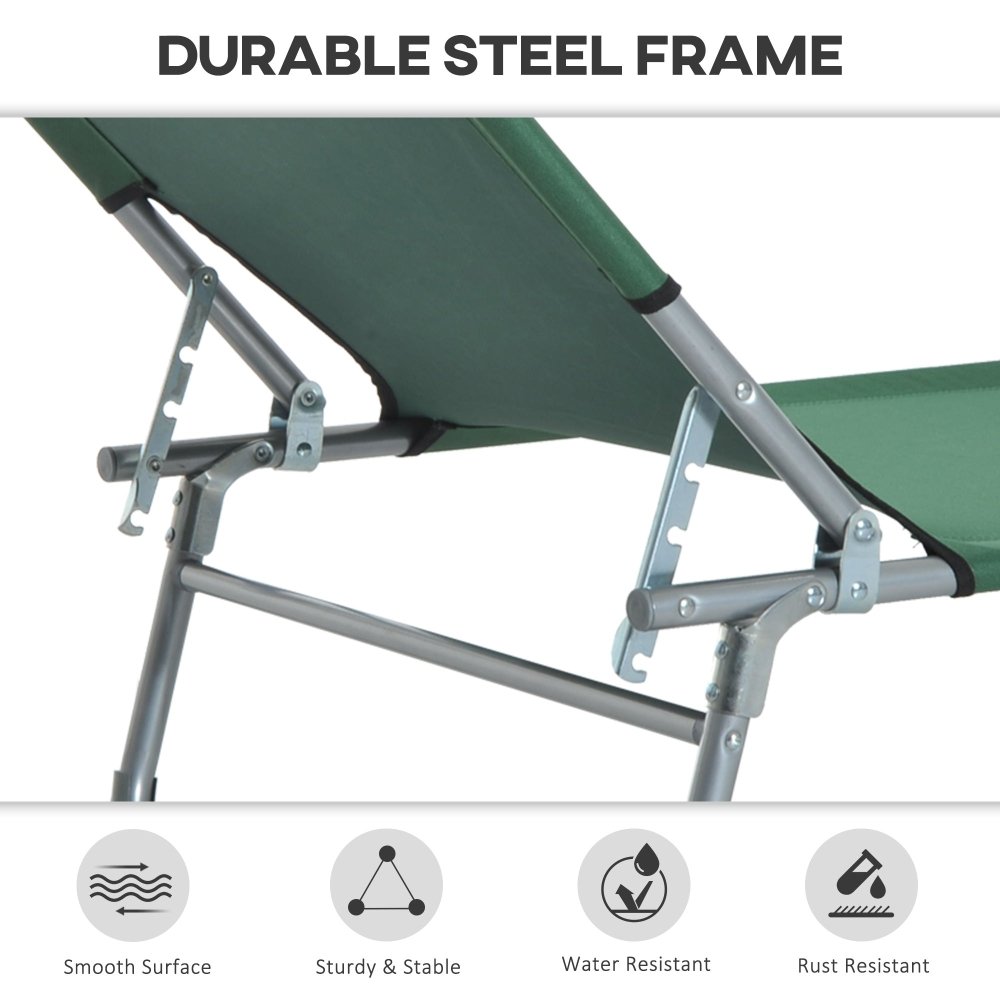 Adjustable Folding Camping Bed - Beige / Green