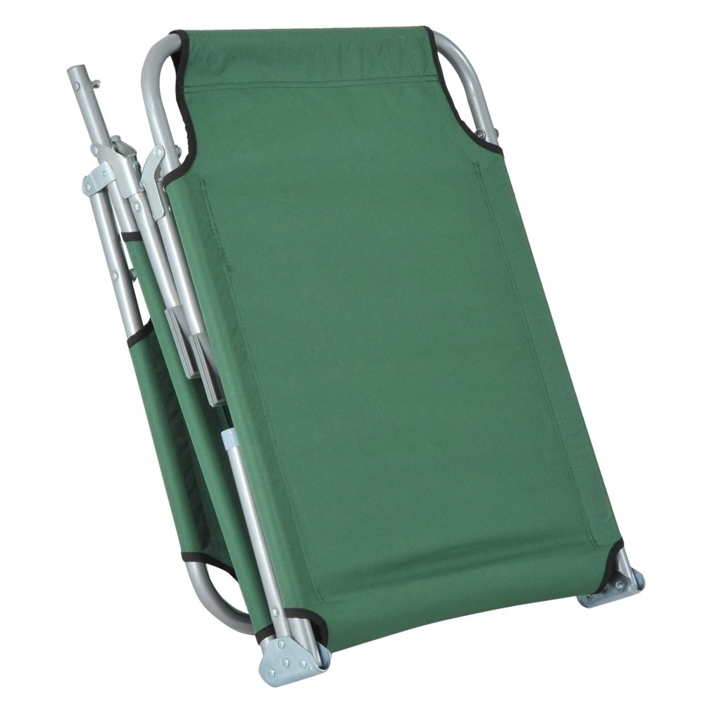 Adjustable Folding Camping Bed - Beige / Green