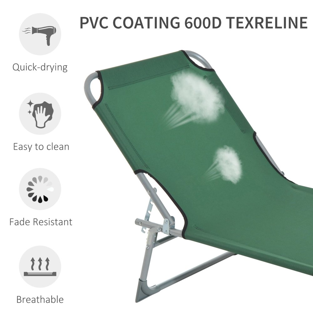 Adjustable Folding Camping Bed - Beige / Green