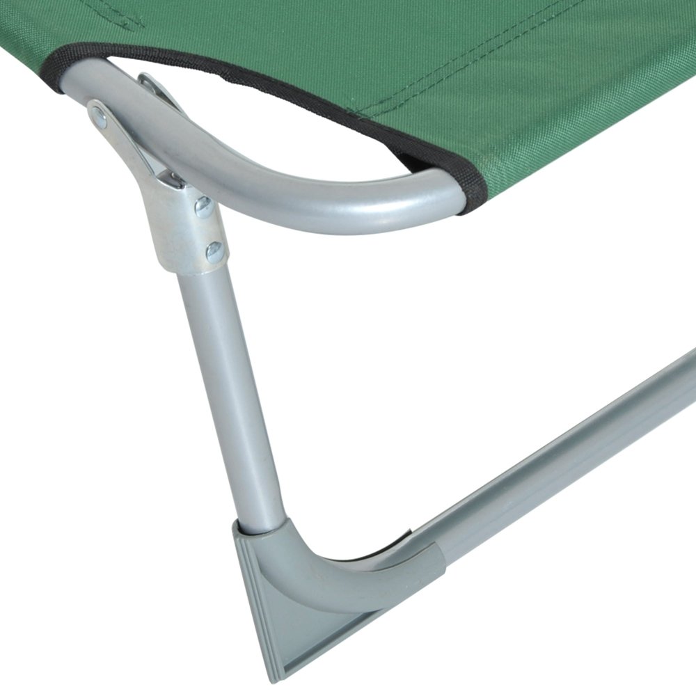 Adjustable Folding Camping Bed - Beige / Green