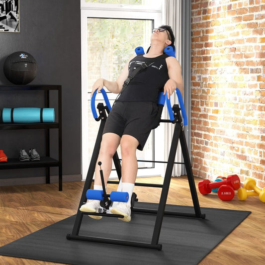 Adjustable Gravity Inversion Table for Back Pain Relief (Blue/Red)