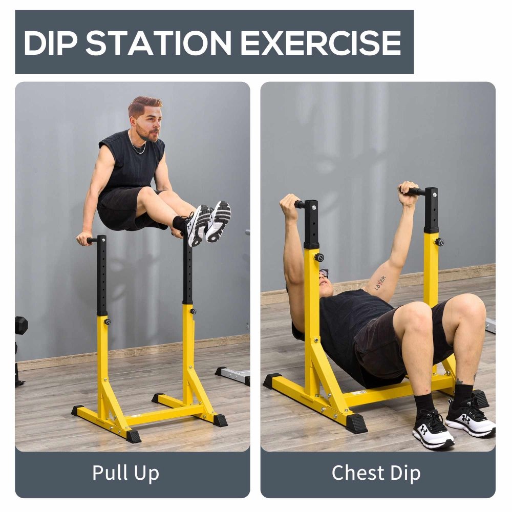 Adjustable Steel Dip Station - Yellow