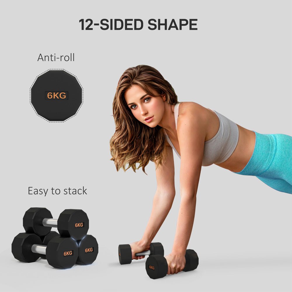 Anti - Roll 12 sided Dumbbell Set 2 x 6kg