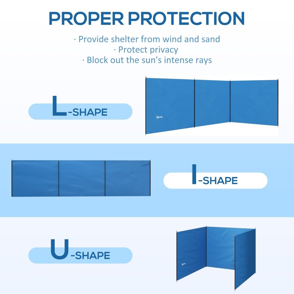 Blue Camping Windbreak - 540cm x 150cm, Blue