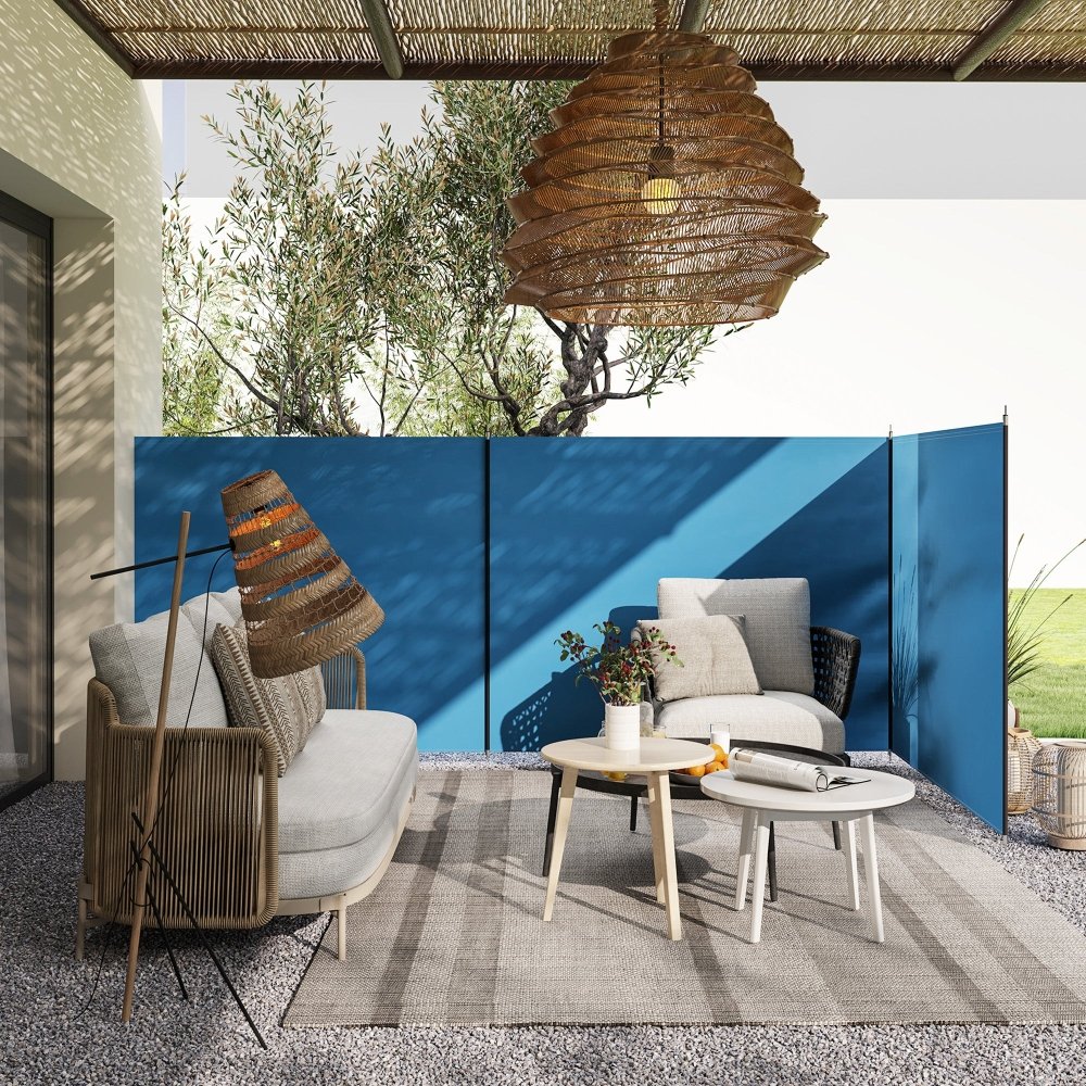 Blue Camping Windbreak - 540cm x 150cm, Blue