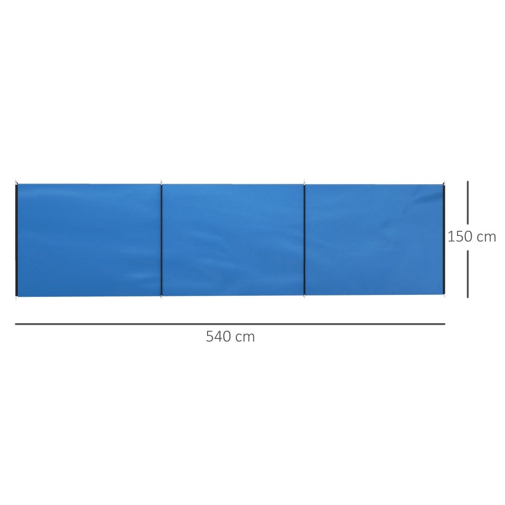 Blue Camping Windbreak - 540cm x 150cm, Blue