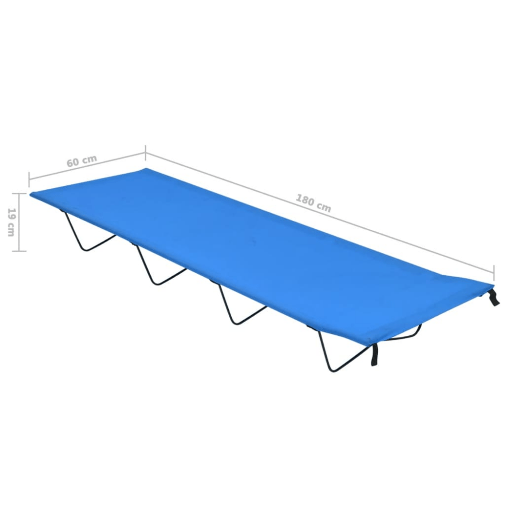 Camping Beds 2 pcs 180x60x19 cm Oxford Fabric and Steel Blue - Fittux