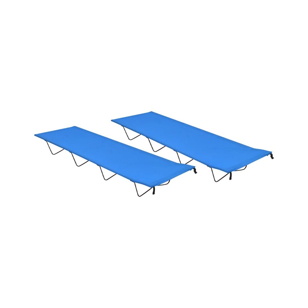 Camping Beds 2 pcs 180x60x19 cm Oxford Fabric and Steel Blue - Fittux