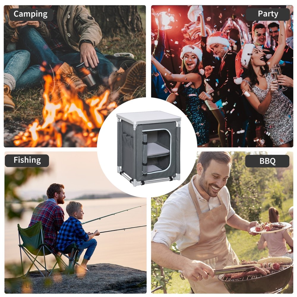 Camping Kitchen Table with Storage