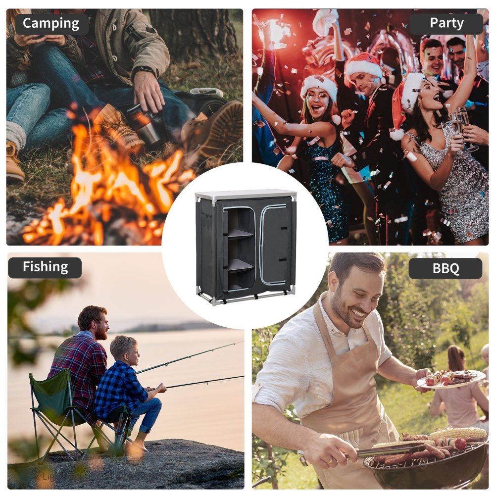 Camping Kitchen Table with Storage