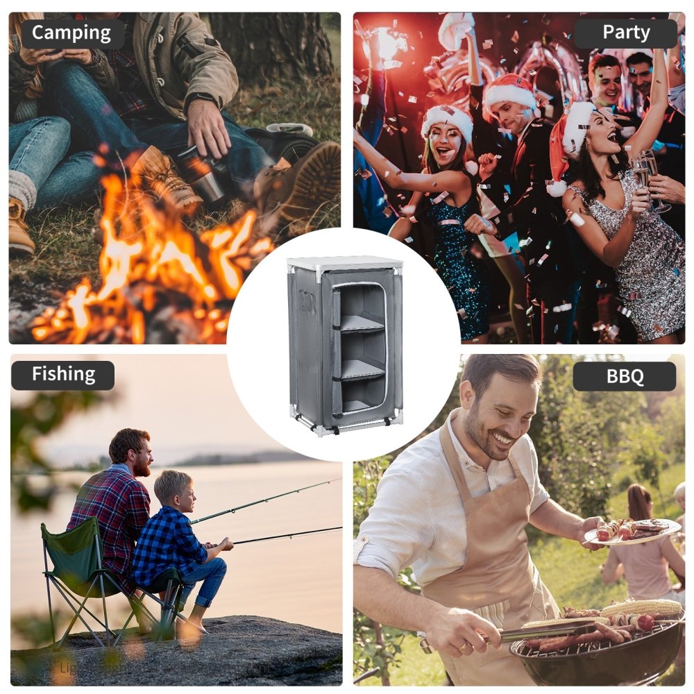 Camping Kitchen Table with Storage