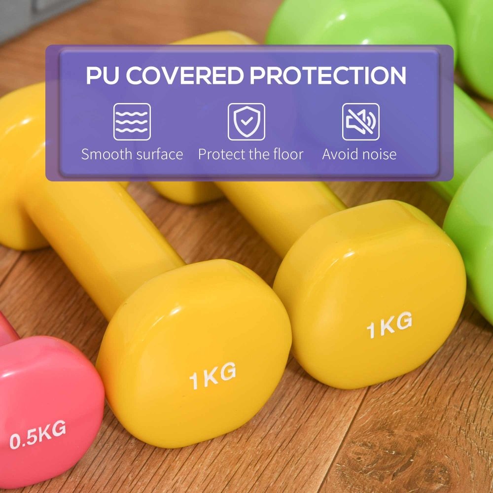 Compact Dumbbell Set with Case – 3 Pairs (0.5kg to 1.5kg)