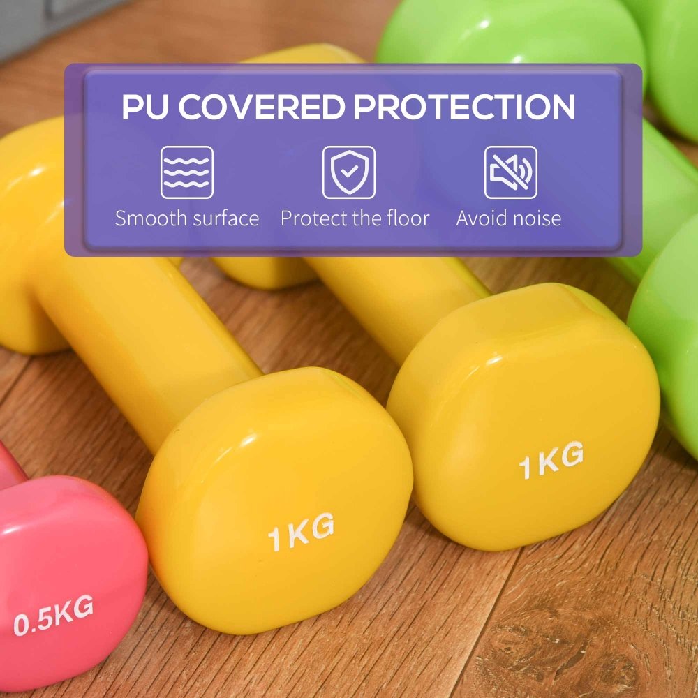 Compact Dumbbell Set with Case – 3 Pairs (0.5kg to 1.5kg)