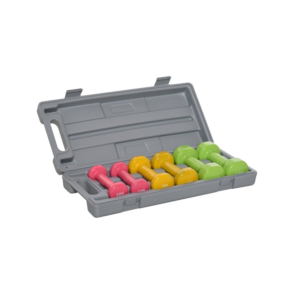 Compact Dumbbell Set with Case – 3 Pairs (0.5kg to 1.5kg)